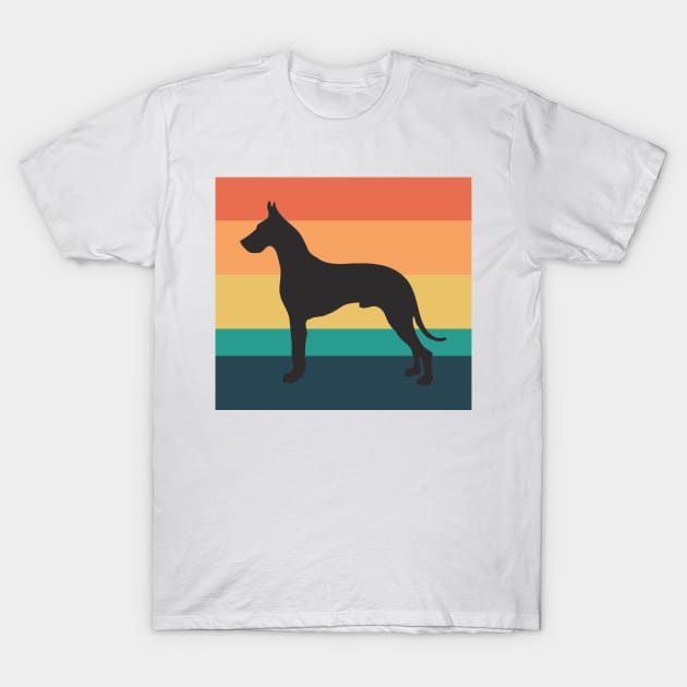 Great Dane Dog Silhouette Vintage Sunset T-Shirt by DPattonPD